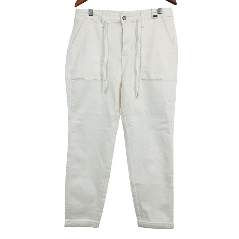 Judy Blue Women High Waist White Pants Size 13 31 Cuff Joggers Heather NWT New